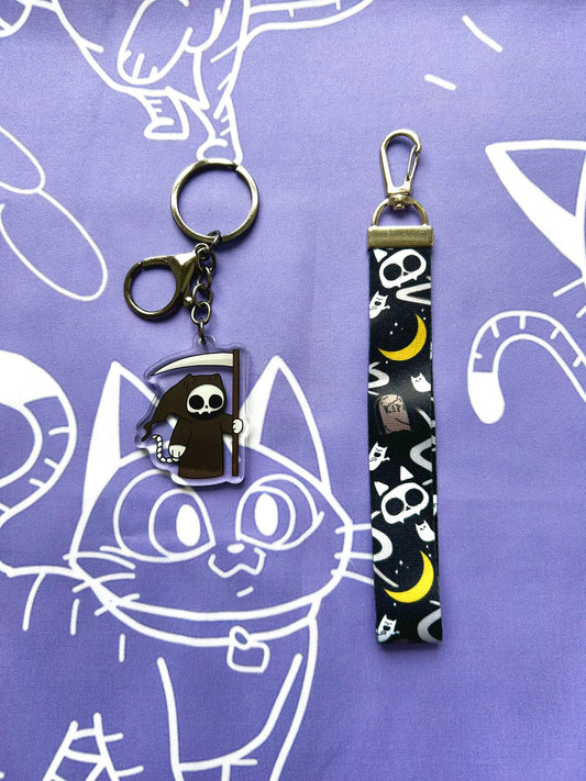 Grim Reaper Kitty Keyring