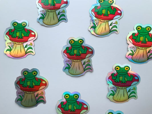 Little Toad on Mushroom - Holographic