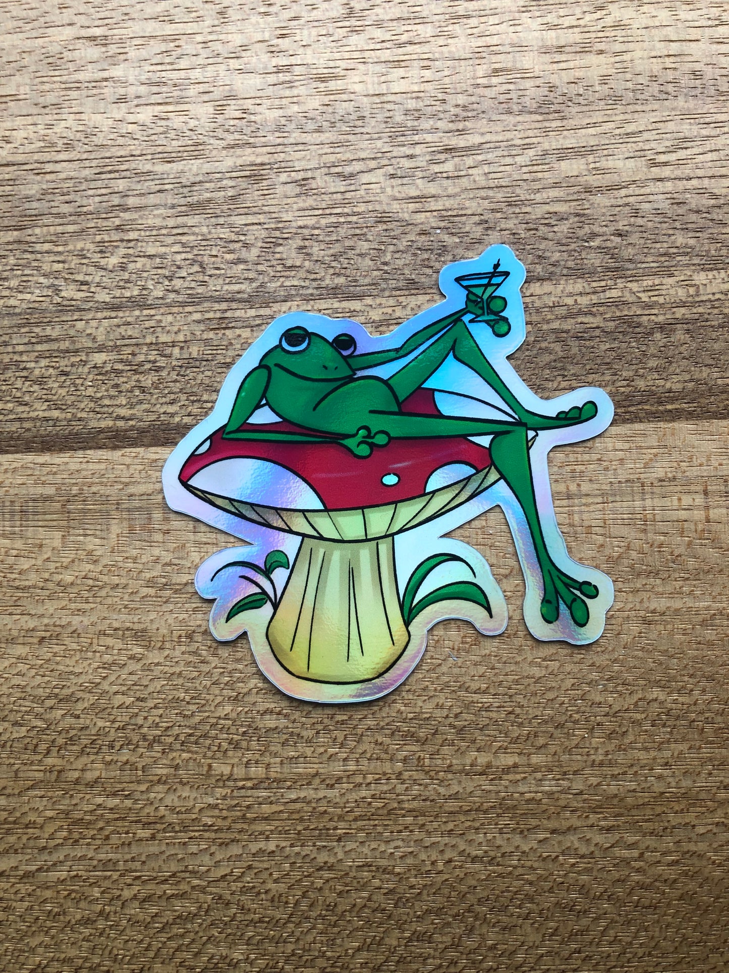 Martini Frog Sticker - Holographic