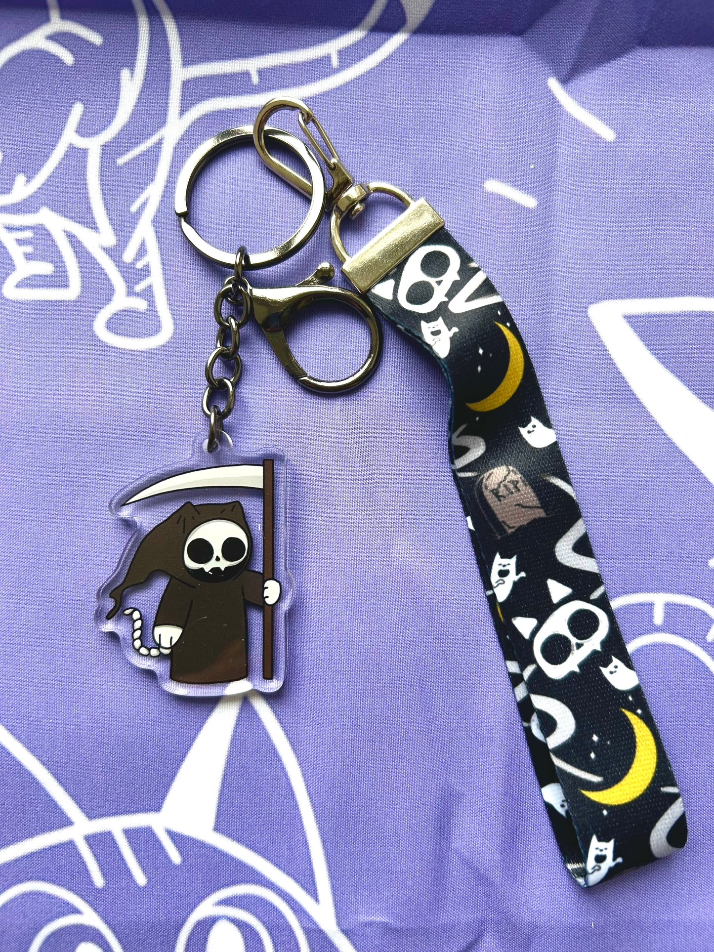 Grim Reaper Kitty Keyring