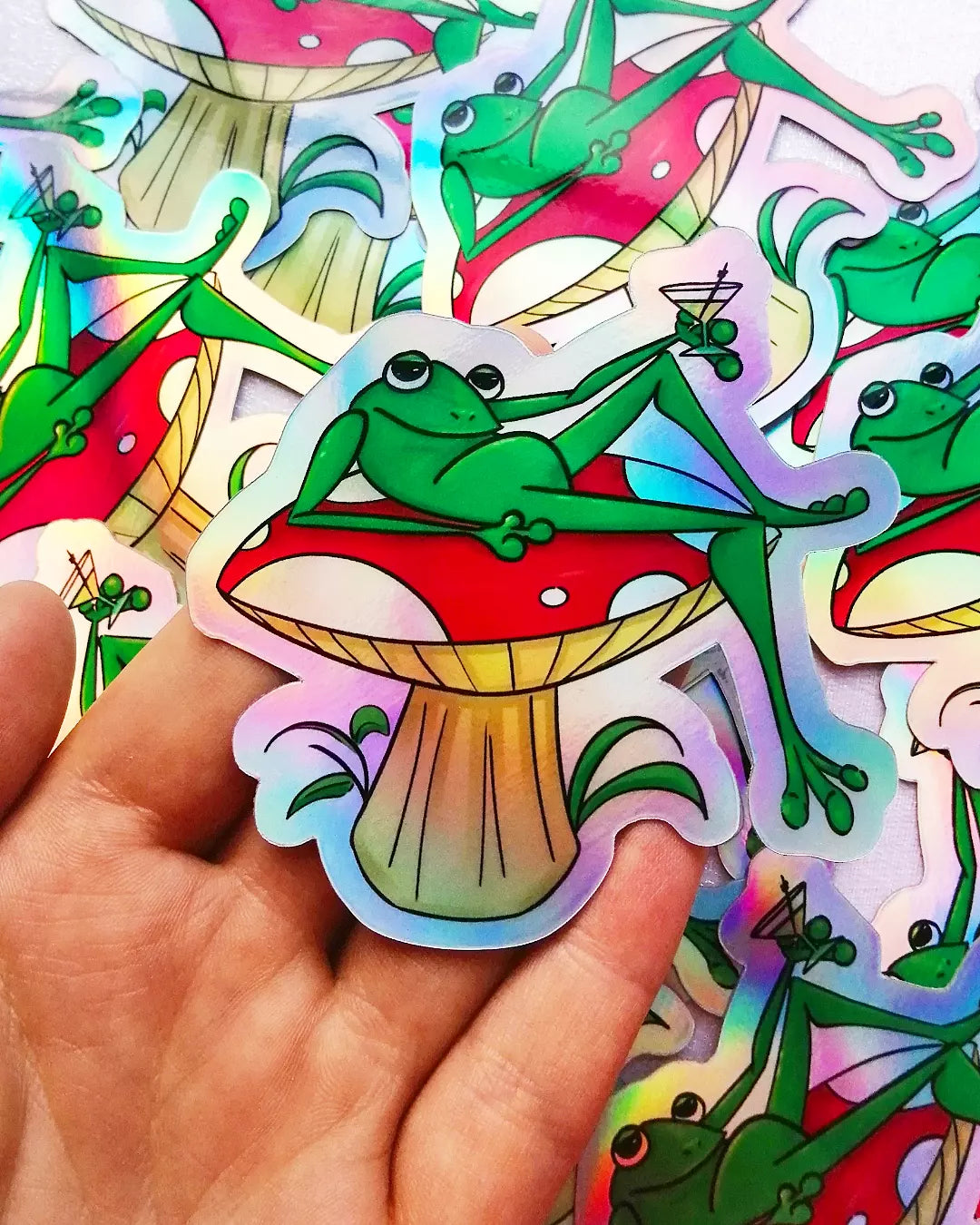 Martini Frog Sticker - Holographic