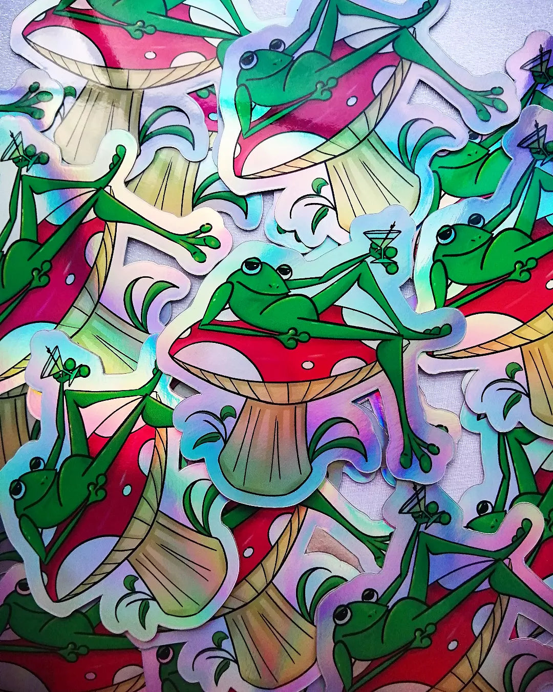 Martini Frog Sticker - Holographic