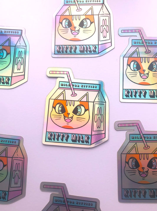 Kitty Milk Holographic Sticker