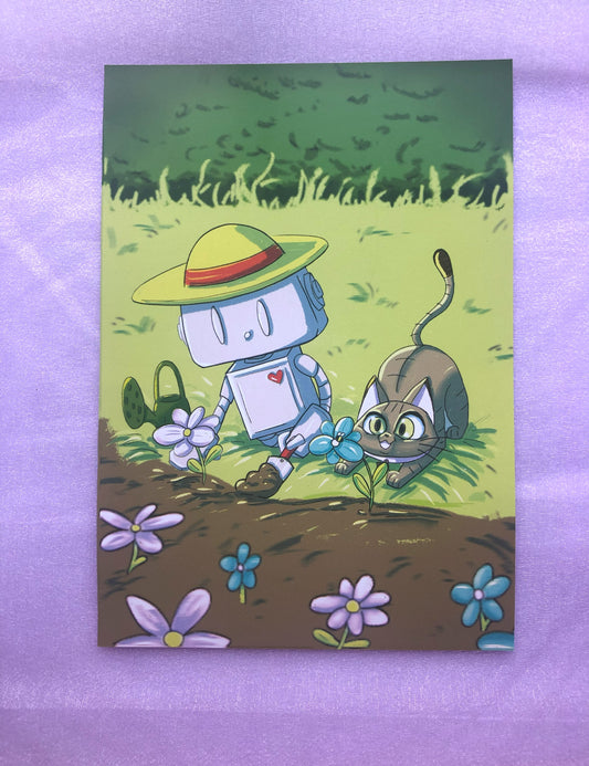 Enzo and Alex Gardening A6 Print