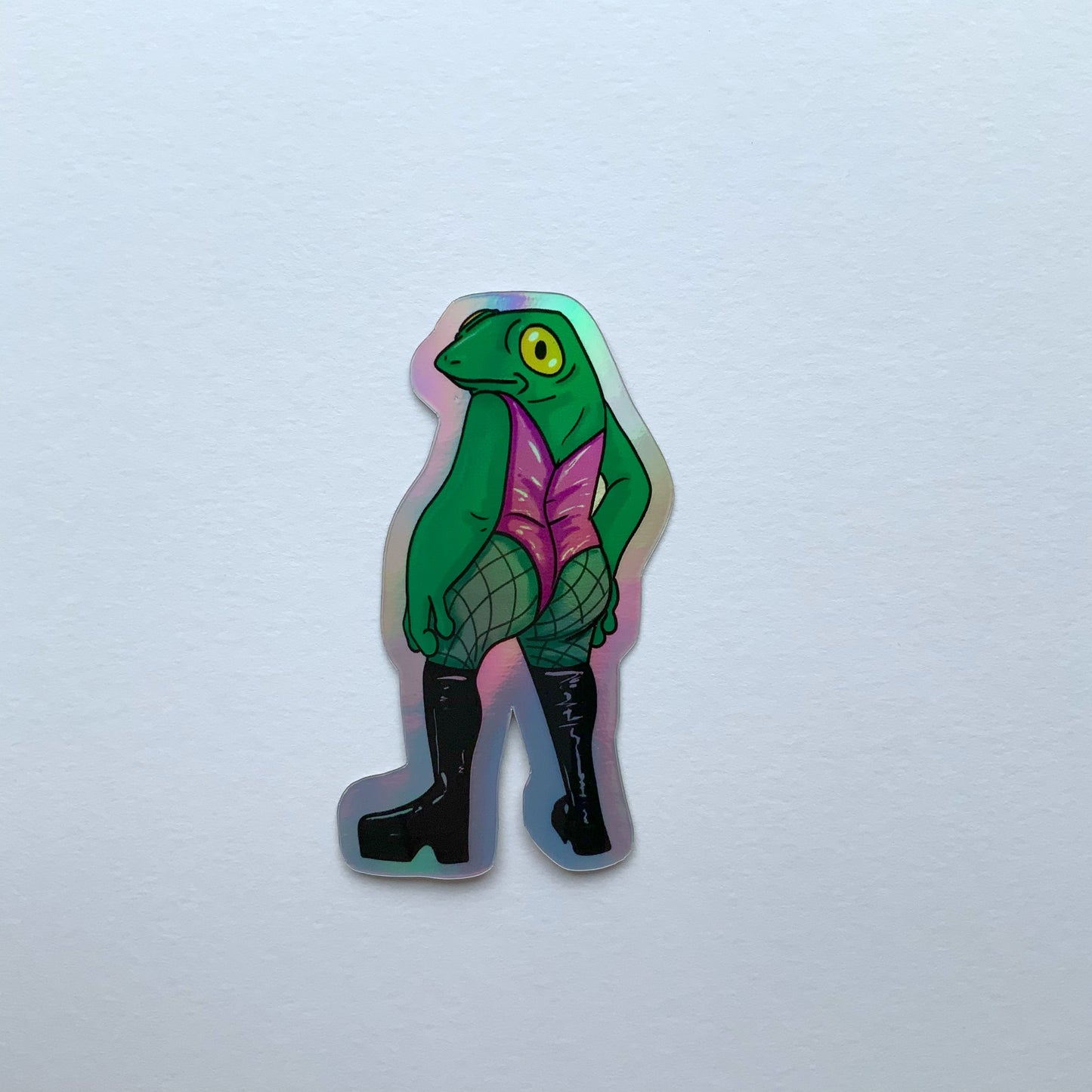 Fish Nets Frog Sticker - Holographic