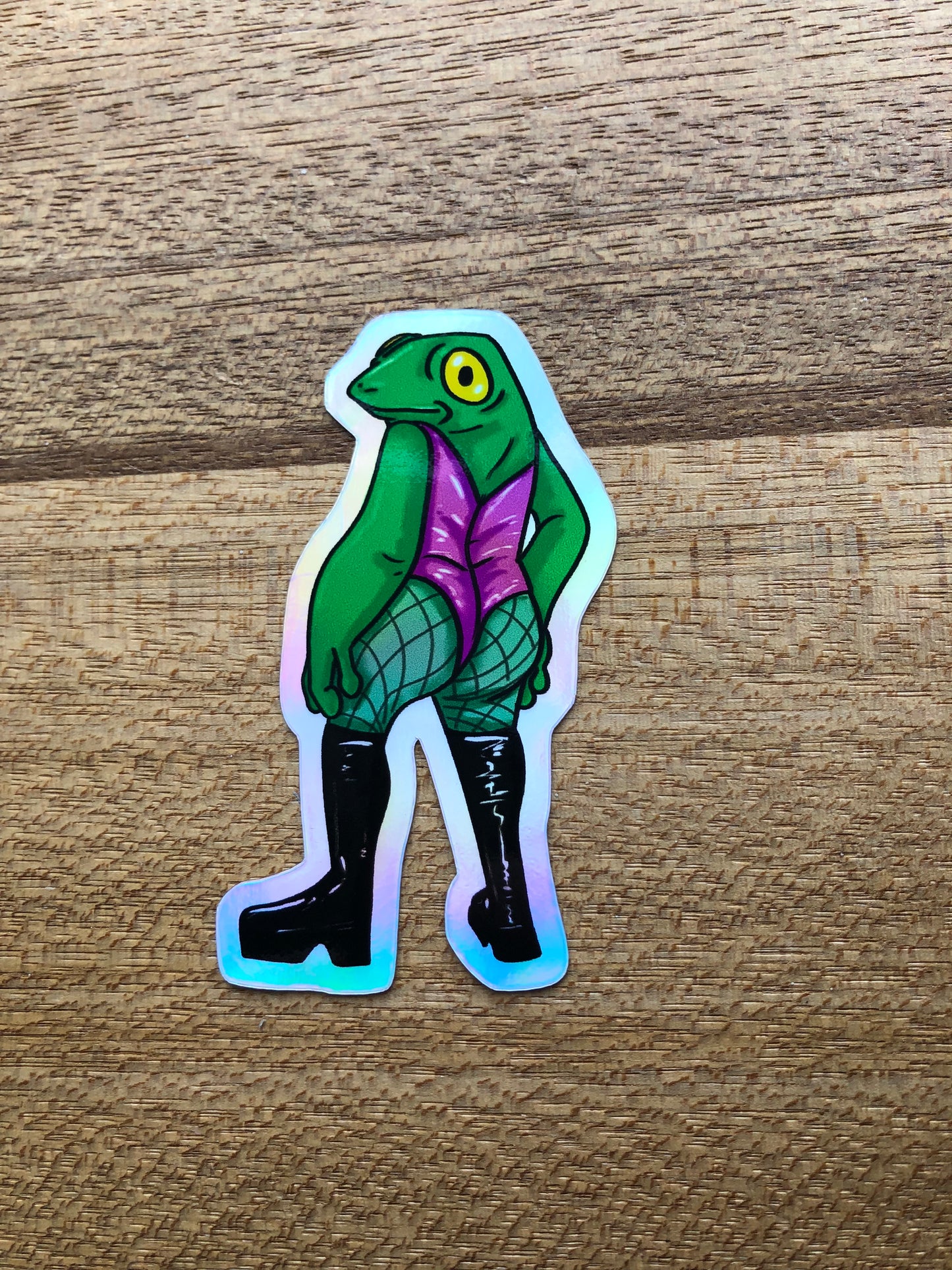 Fish Nets Frog Sticker - Holographic