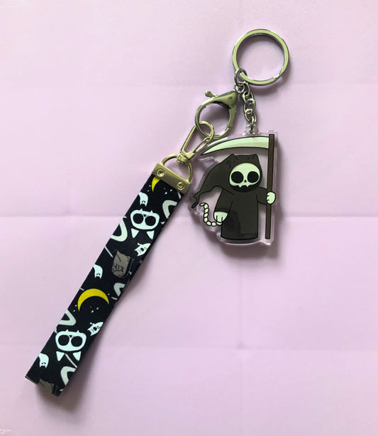 Grim Reaper Kitty Keyring